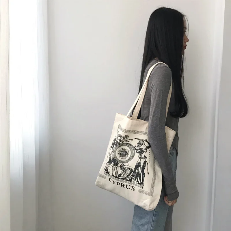 Little girl stick figure print pattern one shoulder student hand bag college wind green cartoon shopping | Багаж и сумки