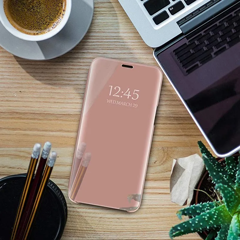 Зеркальный умный чехол для LG V50 ThinQ прозрачный из искусственной кожи