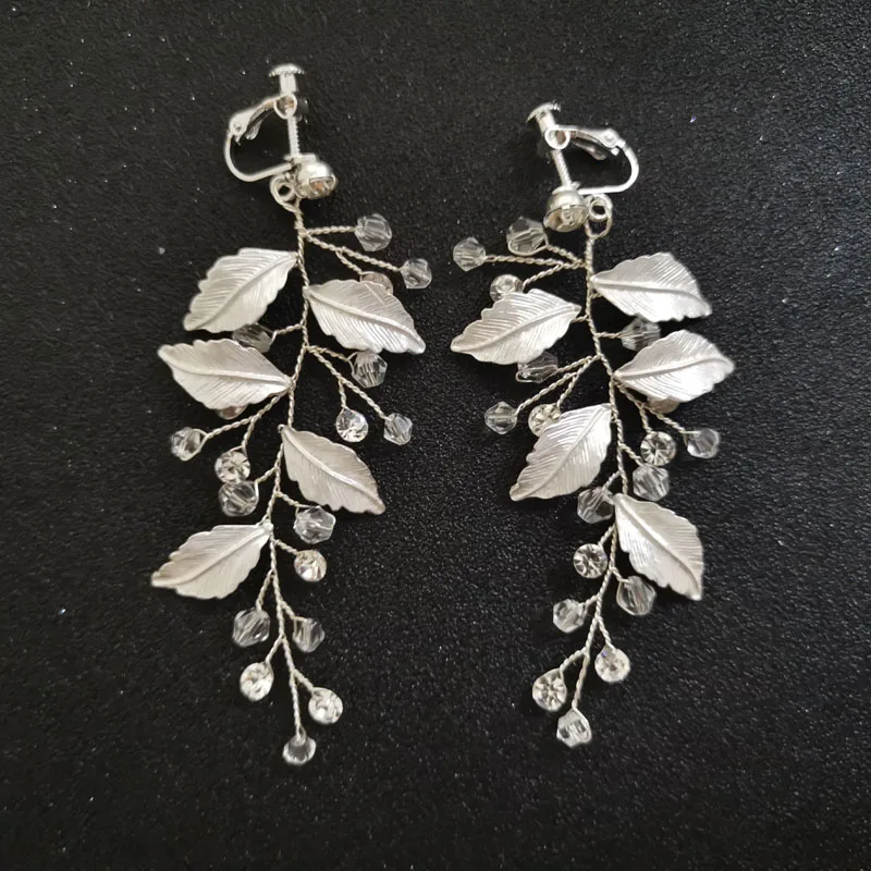 SLBRIDAL Серьги Подвески ручной работы стразы жемчужные клипсы свадебные серьги