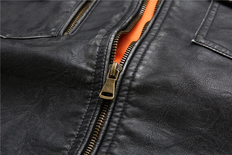 Leather jacket men motorcycle multi pocket zipper leather coat pu faux suede jacket male jaqueta couro motor montu Size 4XL 5XL