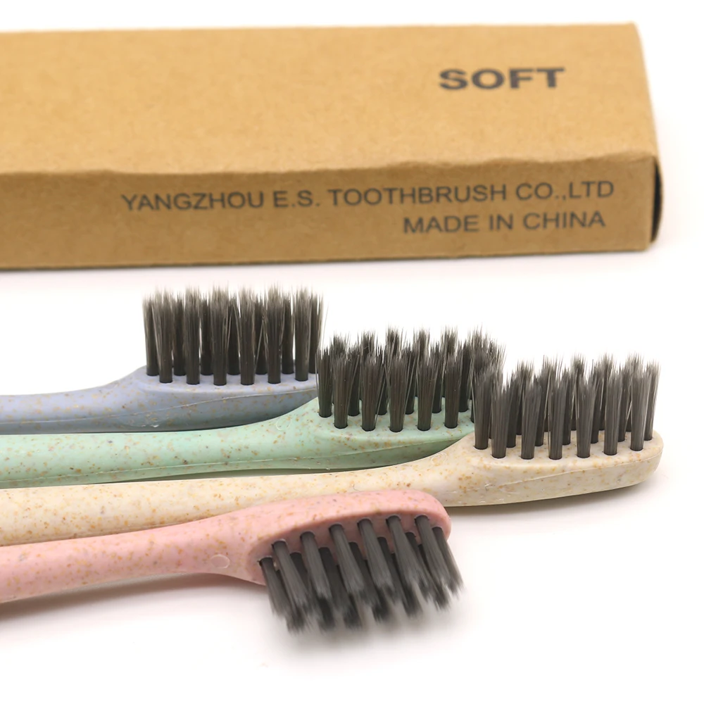 Зубная щетка DR.PERFECT из 100% натуральной пшеницы 4 шт. круглая ручка с щетиной