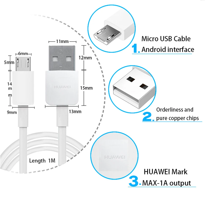 Huawei Зарядное устройство 5V1A Micro USB кабель для передачи данных honor 4 5 6 8 lite Ascend G7 G8 G9 P6 P7 P8 Pro стенового Путешествия адаптер ЕС Зарядное устройство