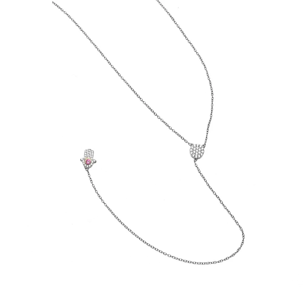 Длинные Сексуальные ожерелья для женщин Lucky Corundum Hamsa Золотой Цвет Белый CZ модные