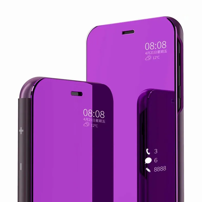 Zeallion для самсунга Galaxy A6 A6 Plus J6 J8 роскошный откидной прозрачный зеркальный кожаный чехол-подставка с окошком