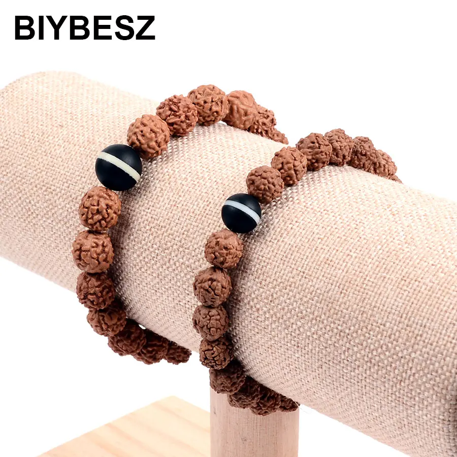 Модные браслеты Rudraksha браслет из натурального камня мужские бусины для женщин