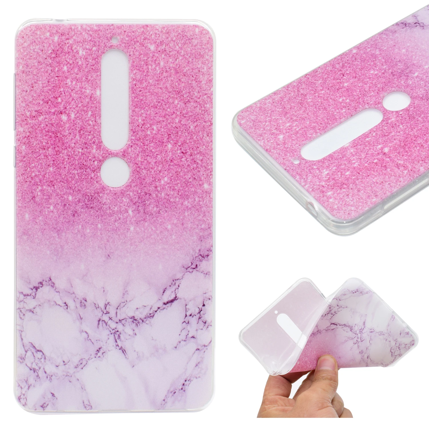 Luxury Marble Lace Flower Tower Case For Nokia 6 2018 Shockproof Silicone Soft Transparent TPU Cover sFor 7 Plus Capa |