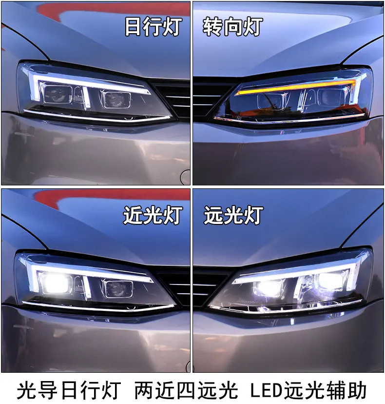 Binfu для VW JETTA MK6 2011 2012 2013- светодиодные фары головного света желтый перемещение указатель поворота фары, автомобильные аксессуары
