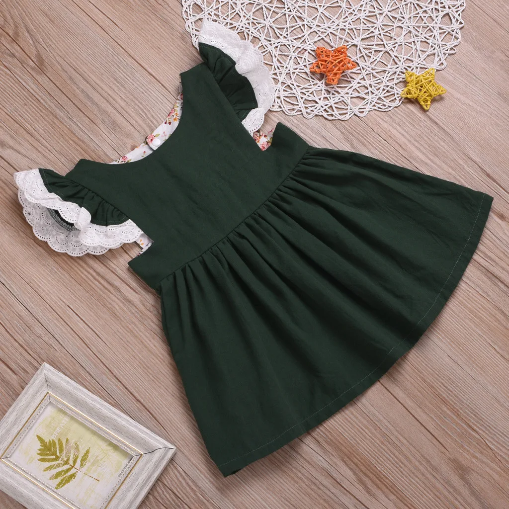 Однотонные сарафаны принцессы на бретелях с открытой спиной для маленьких