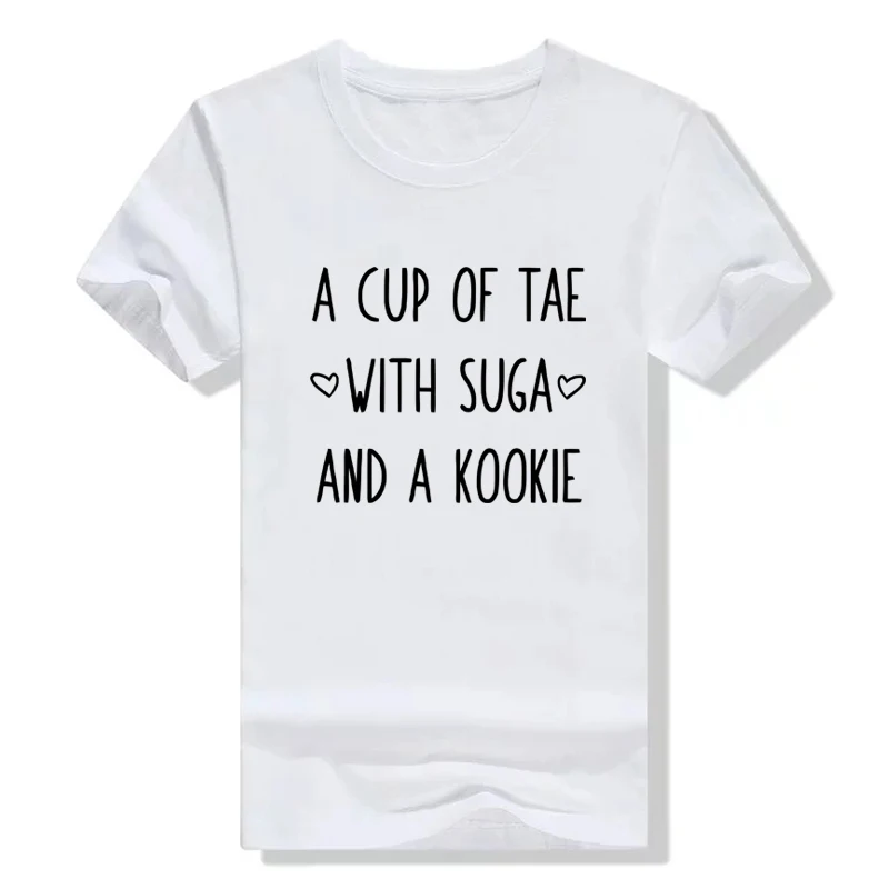 KPOP/футболка A CUP OF TAE WITH Suga AND Kookie модная футболка унисекс в Корейском стиле с