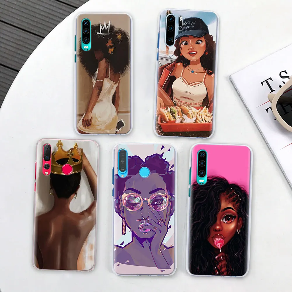 Красивый афро ДЕВУШКА Футляр для телефона для huawei P30 Pro P10 P20 P30 Lite P8 P9 Lite P Smart Plus чехол