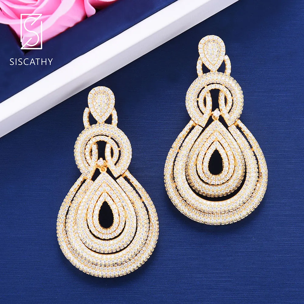 Женские серьги Siscathy Deluxe в форме капли подвеска для пирсинга свадьбы и