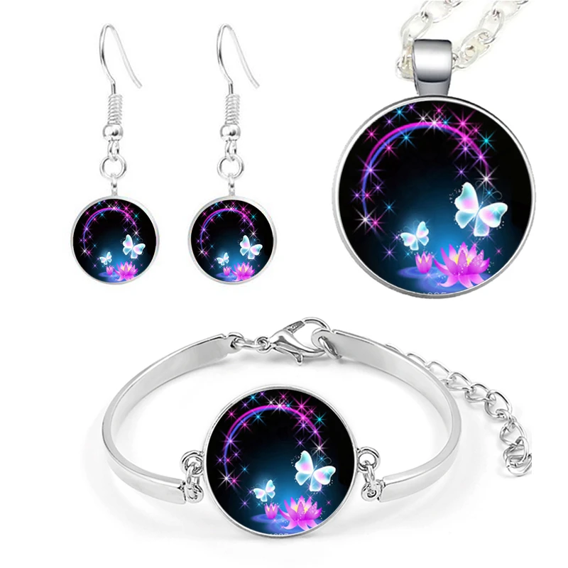 4 шт. красивые Ювелирный Комплект бабочка насекомых фото цепочки и ожерелья кулон