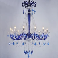 european red and blue crystal chandelier lnternet cafe ktv restaurant light duplex building clothing store staircase chandeliers