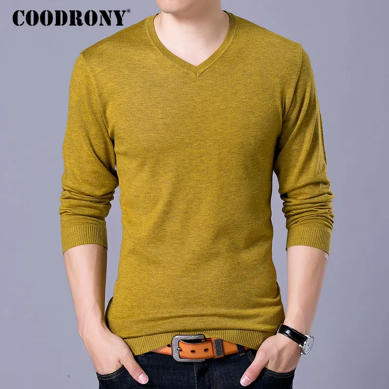 COODRONY Brand Sweater Men Knitwear Pull Homme Streetwear Classic Casual V-Neck Pullover Men Autumn Winter Woolen Sweaters 91054