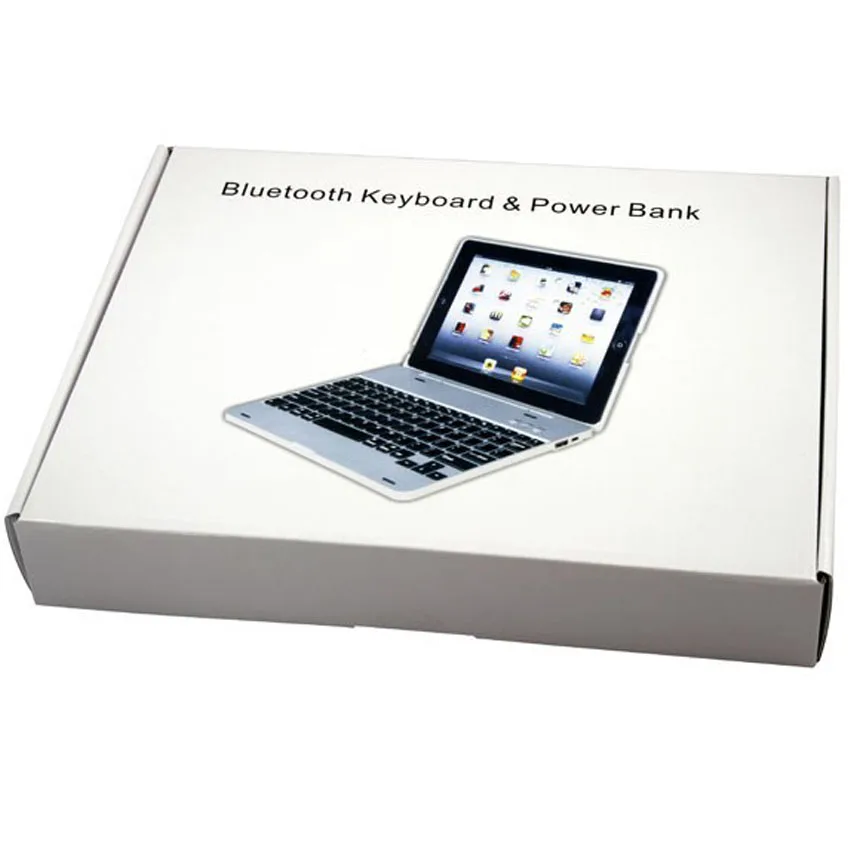 Ультра тонкий Мультимедиа беспроводной Bluetooth клавиатура чехол для iPad 2/3/4 встроенных 4000 мА/ч, литий-ионный аккумулятор для ноутбука Русский/Английский