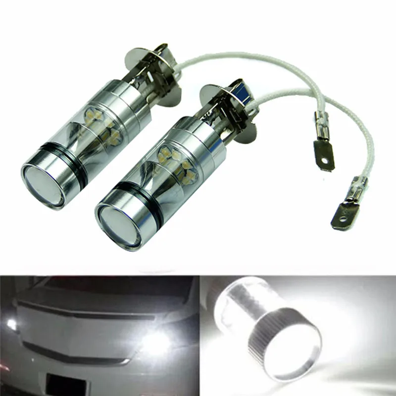 Kongyide автомобильный светильник 2 шт. H3 светодиодный 20SMD туман 6000K Дневной 100W 12 24V 360