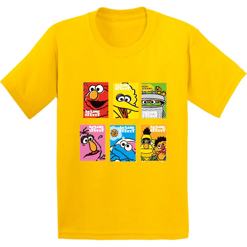 Детская Хлопковая футболка с рисунком из мультфильма Улица Сезам для мальчиков и