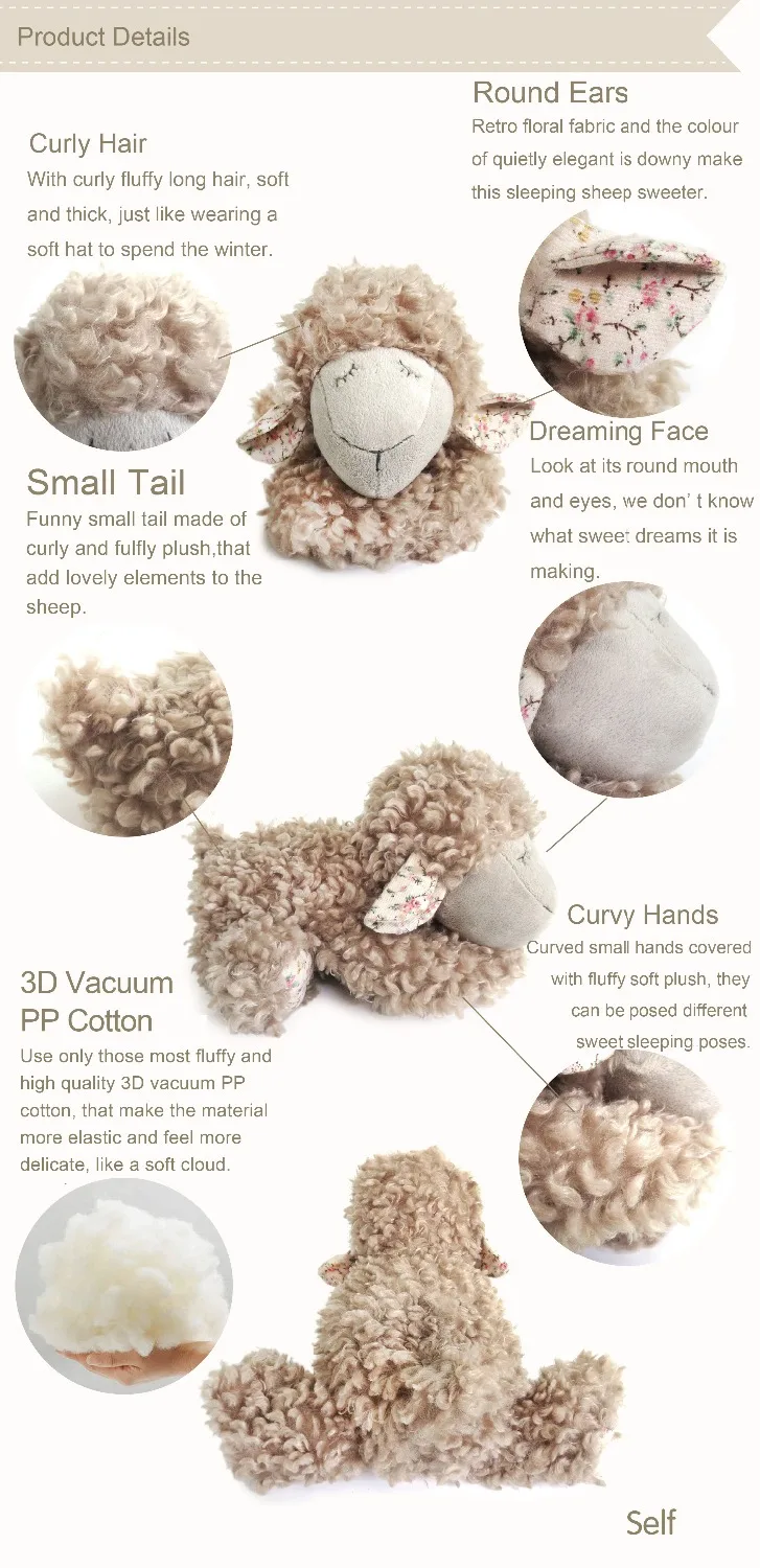 Роскошные Классические мягкие игрушки из овечьей шерсти плюшевые для детей сна