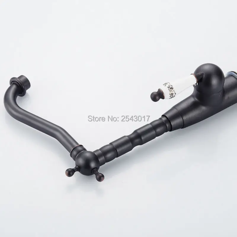 Роскошный и элегантный смеситель для раковины черная отделка поворотный излив с