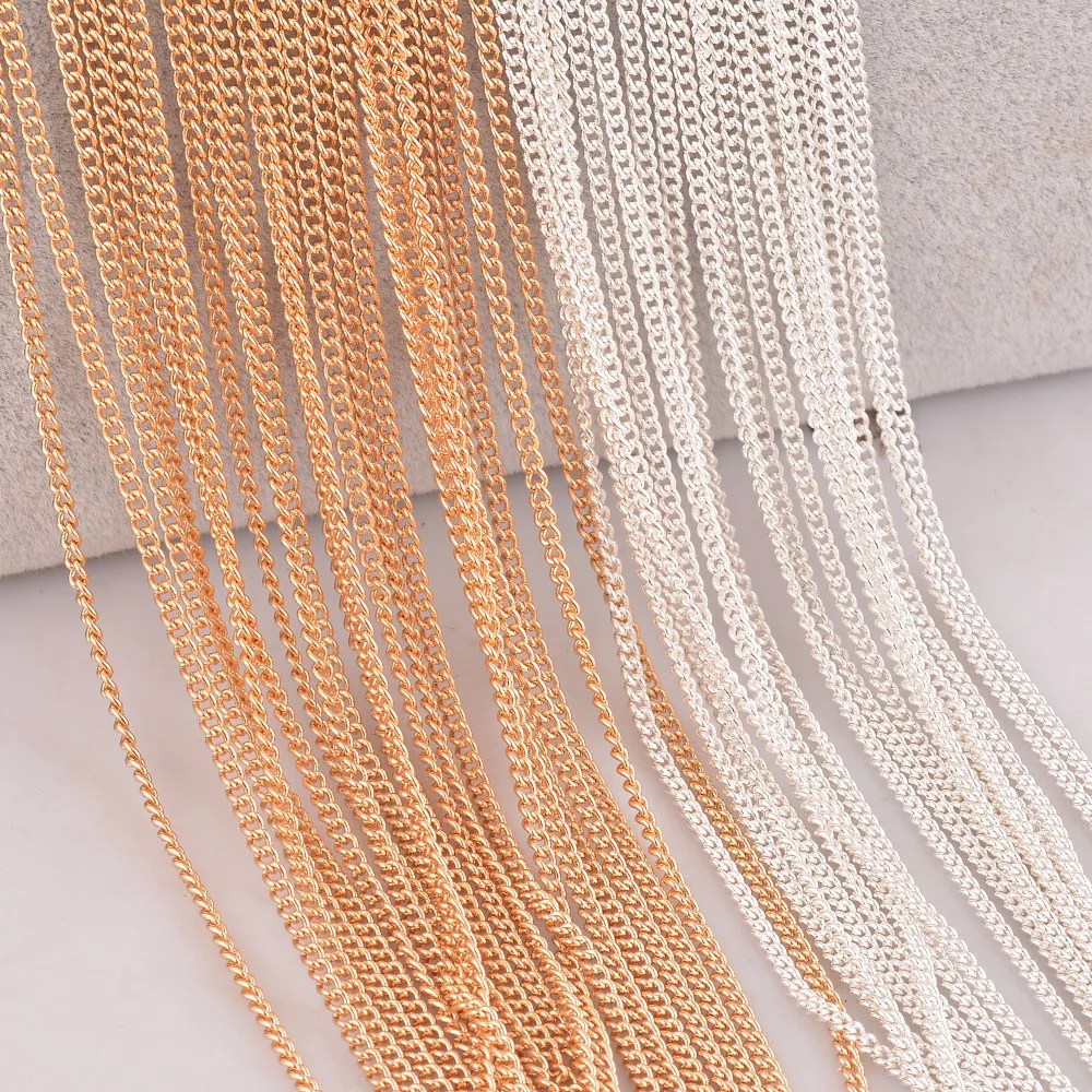 30pcs fashion jewelry necklace chains delicate 2mm quality strong link chain for pendant with clasp wholesale silver gold
