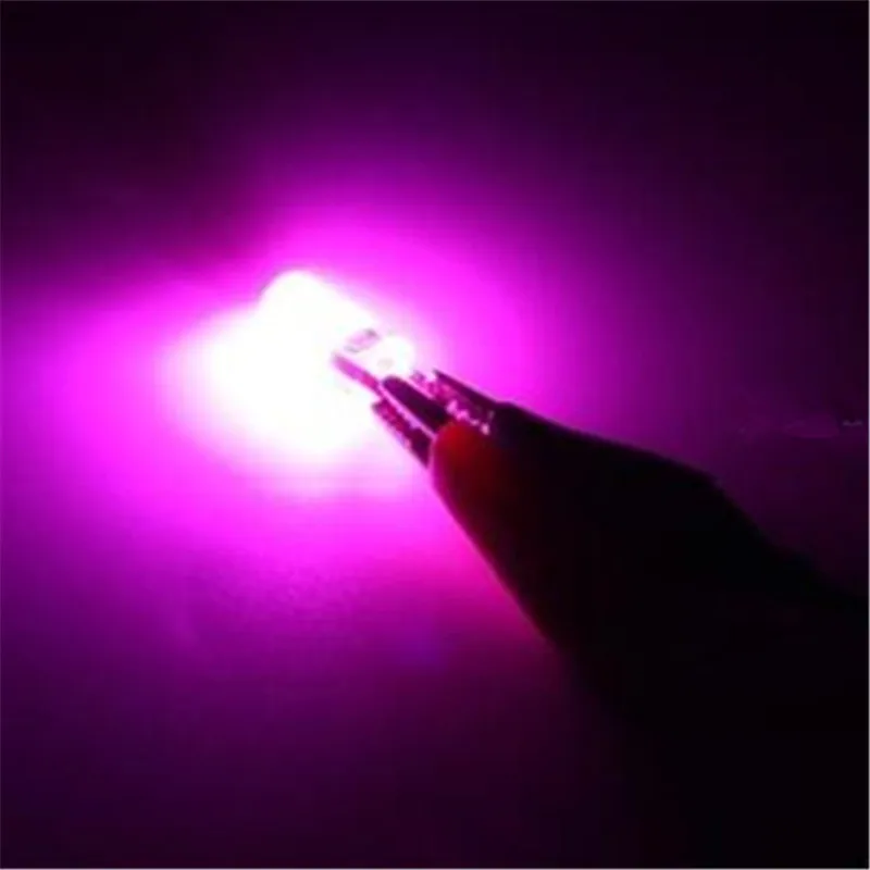 Pink Purple Автомобильный светодиодный маленький силиконовый светильник s T10 194 W5W COB белый светильник для стайлинга автомобилей синий красный желтый зеленый розовый цвет - Испускаемый цвет: Pink Purple