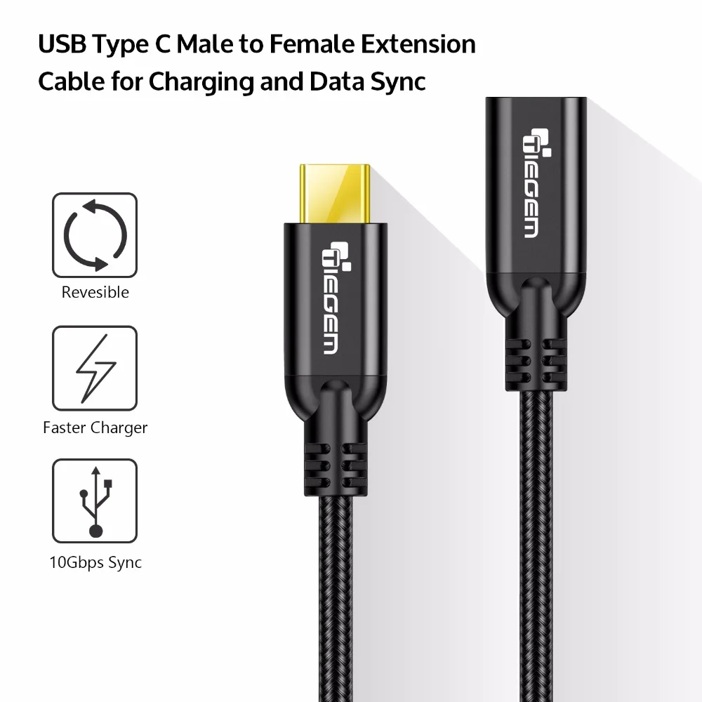TIEGEM USB 3,1 GEN 2 type C кабель-удлинитель высокая скорость супер быстрый 10 Гбит/с для nintendo Switch, MacBook Pro папа-мама 3A