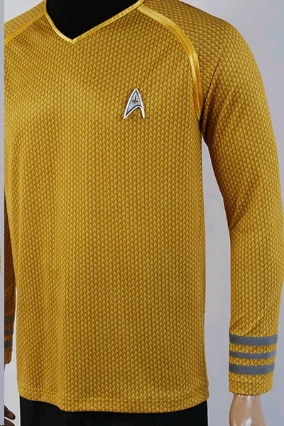 Звезда Косплэй Trek костюм капитана Кирка с О образным вырезом трикотажные рубашки