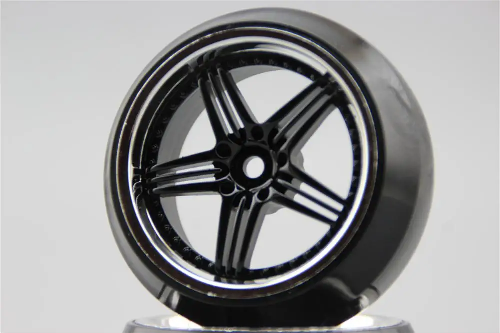 4pcs RC 1/10 Hard Drift Tire Tyre Wheel Rim 12CK 0mm offset(Chrome+Painting Black) Fits For 1:10 Car | Игрушки и хобби