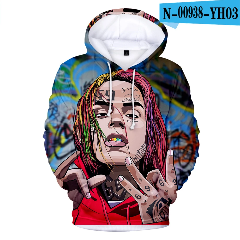 3D Новинка,, мужские толстовки с 3D принтом Rapper 6IX9INE, осенняя мода Harajuku, популярная худи с 3D принтом 6IX9INE, мужские толстовки - Цвет: 3D