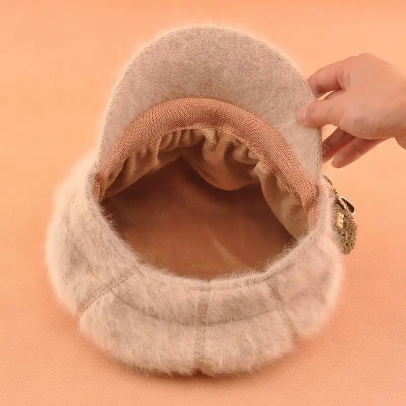 

Women winter hat female thermal rabbit fur beret cap knitted hat autumn and winter fashion women hat free shipping