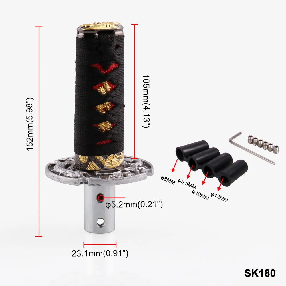 Jdm короткая самурая серебряный дракон меч ручка переключения 152mm205mm Metal Weighted