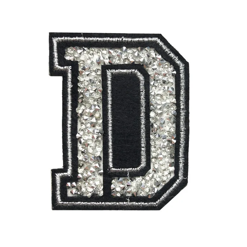 D буквы горячей фиксации Rhinestone патчи шить железа на Алфавит значки вышитые