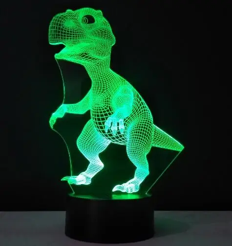 3D Настольная лампа с динозавром, светодиодный ночник с разноцветными собаками, детский подарок на день рождения, USB Освещение для сна, украшение для дома, 7 цветов - Испускаемый цвет: see chart