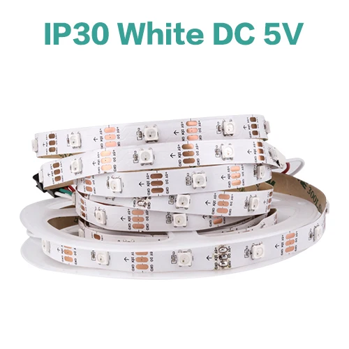IP30 WHITE WS2812B Светодиодные ленты DC 5V чёрно-белые печатные платы умный прибор приемно-пикселей WS2812 IC 30/60/144 светодиодный s RGB 50 см 1 м 2 м 3 м 4 м 5 м 17Key бар - Испускаемый цвет: IP30 WHITE