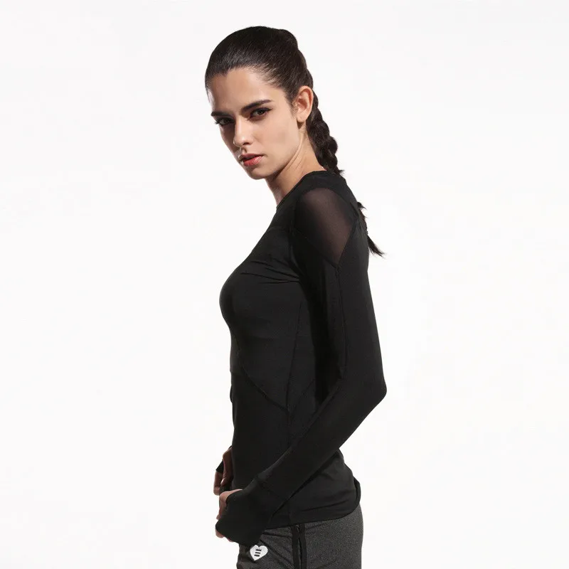 KARYZON женские Yoga T-Shirt Воздухопроницаемой Сеткой Фитнес Топ О-Образным Вырезом Slim Fit