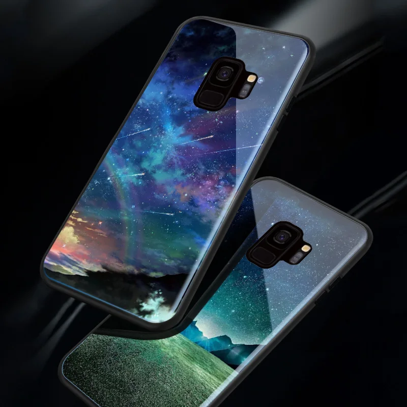 Глянцевый чехол с изображением космоса планеты звезд для Samsung Galaxy S8 S9 роскошный