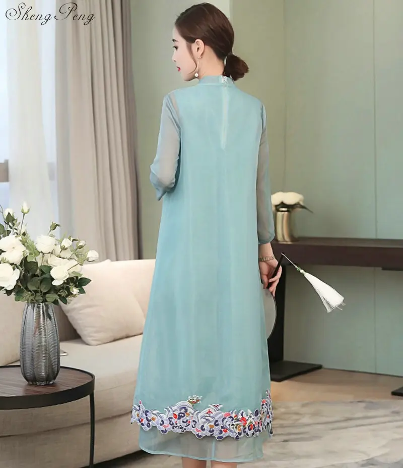 Ao Dai традиционное китайское длинное платье для женщин cheongsam Элегантное Длинное платье в китайском стиле платье для женщин CC608