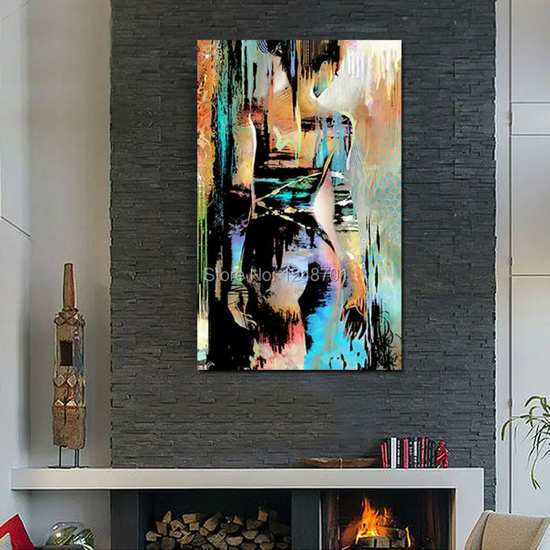Ручная роспись холст Современная Абстрактная Обнаженная девушка задняя картина
