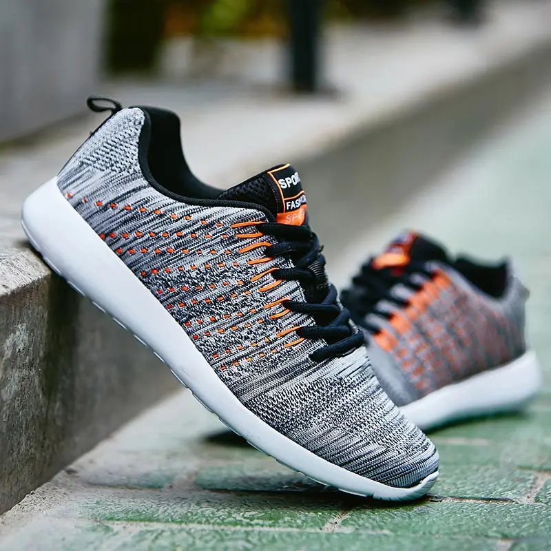 Casual men shoes 2020 mixed color breathable mesh sneakers wild lace-up outdoor sporty man | Обувь