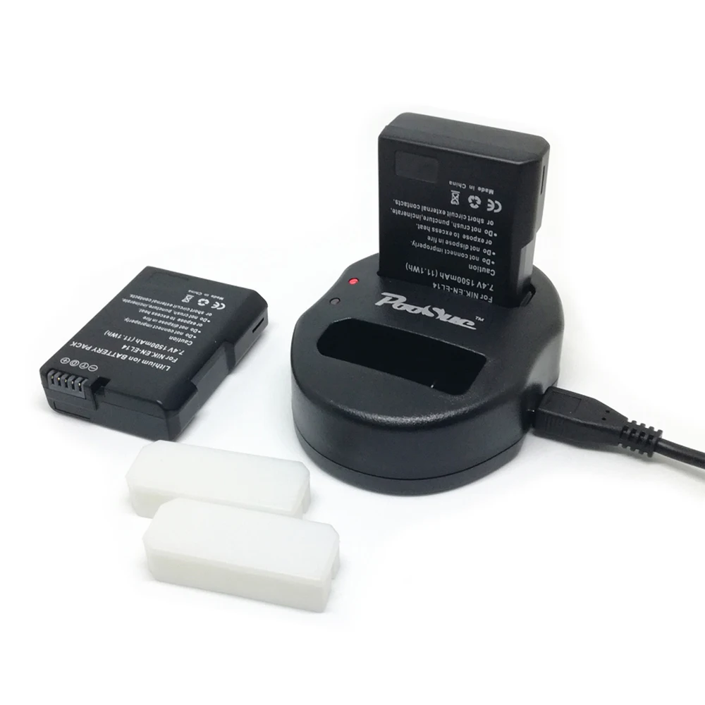 Аккумулятор EN-EL14 EL14A EN-EL14a ENEL14 EN EL14 Аккумулятор для камеры+ USB двойное зарядное устройство для Nikon D3100 D3200 D5300 D5100 D5200 - Цвет: 2battery charger