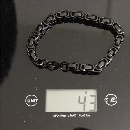Прочный черный Байкерский браслет из нержавеющей стали 316L 22 см 4/6/8 мм