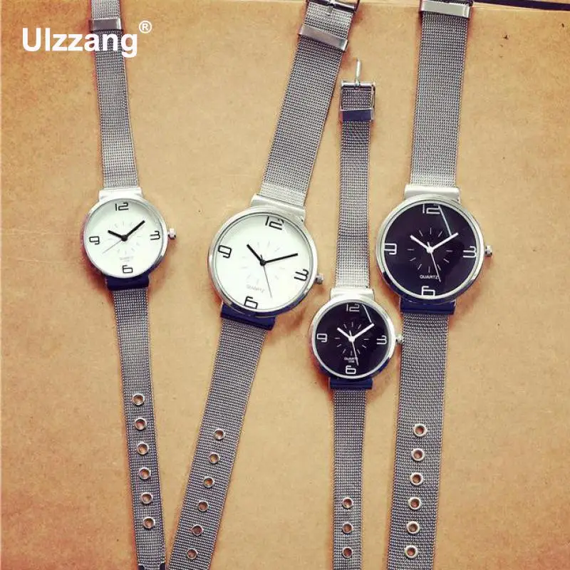 Роскошный простой стиль 4 цифры серебро полностью нержавеющая сталь Япония Movt