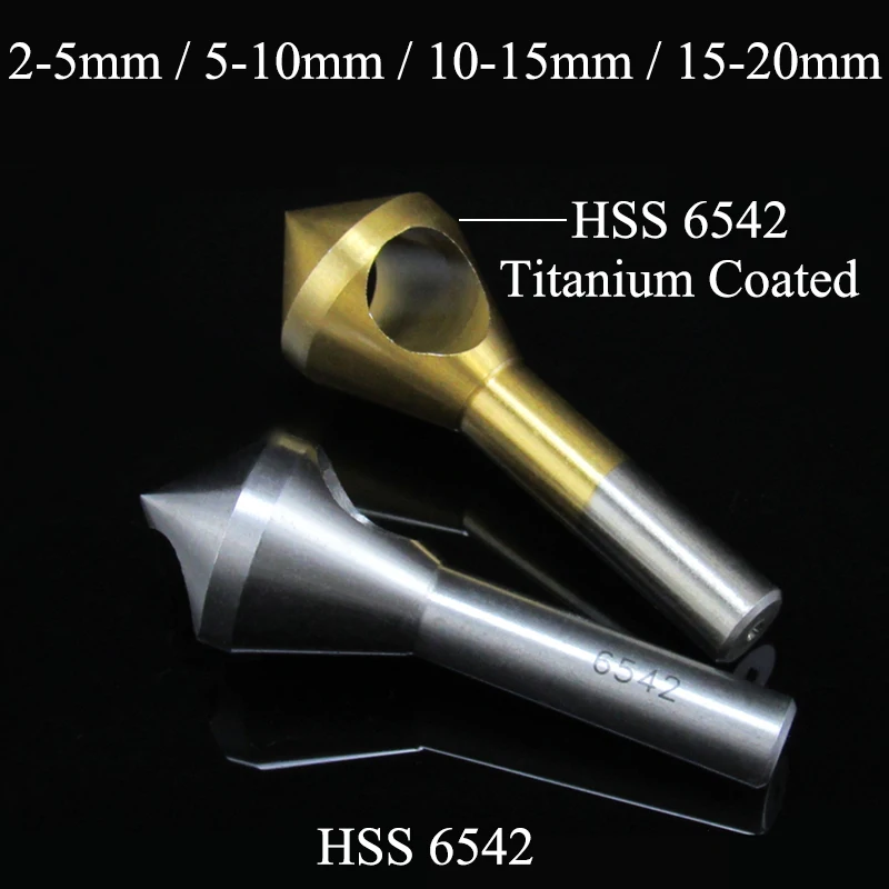 2-5 5-10 10-15 15-20 HSS M2 HSS6542 титановое покрытие 90 градусов фаска режущий металлический инструмент заусенцев зенкер центральное сверло