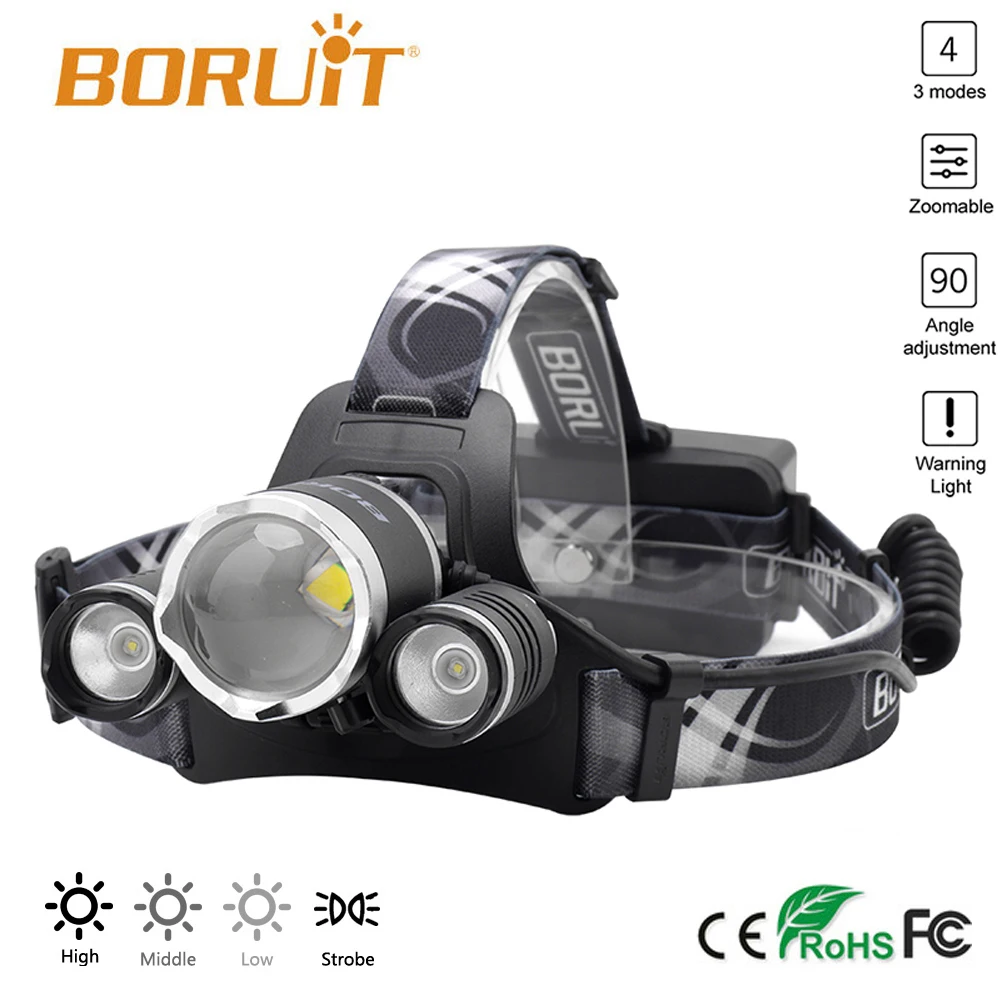 BORUIT RJ 5000 Plus B22 перезаряжаемый зум XM L2 + 2X XPE Белый светодиодный охотничий налобный