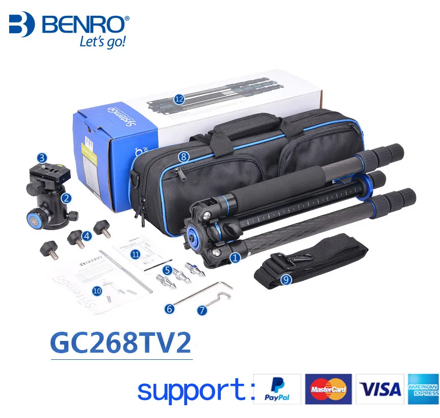 Штатив Benro GC268TV2 из углеродного волокна портативный дорожный для