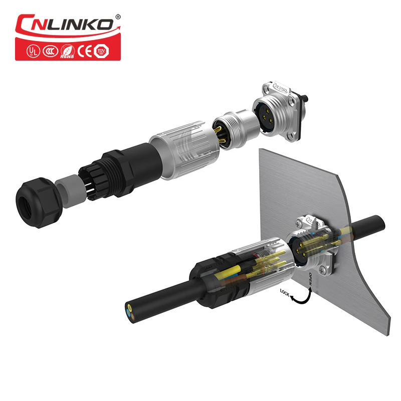 M20 металлический корпус DC Jack кабель штепсельная вилка гнездо винт подключения 3 Pin