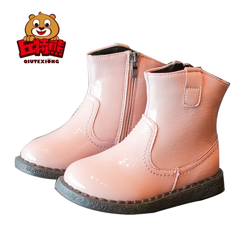 Waterproof Shoes Baby Toddler Mary Jane Girls Boots Patent Leather Princess 2018 Autumn Winter for | Детская одежда и обувь