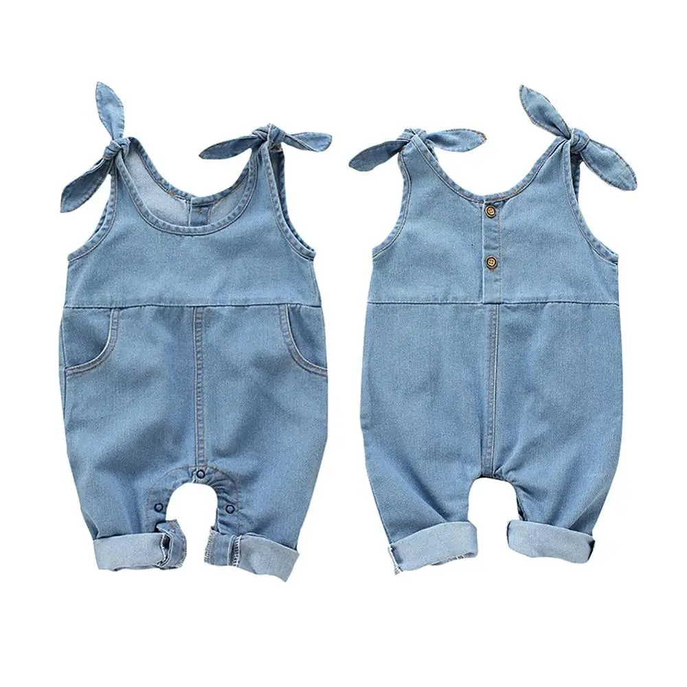 Брюки на подтяжках для маленьких девочек детские однотонные джинсовые брюки с