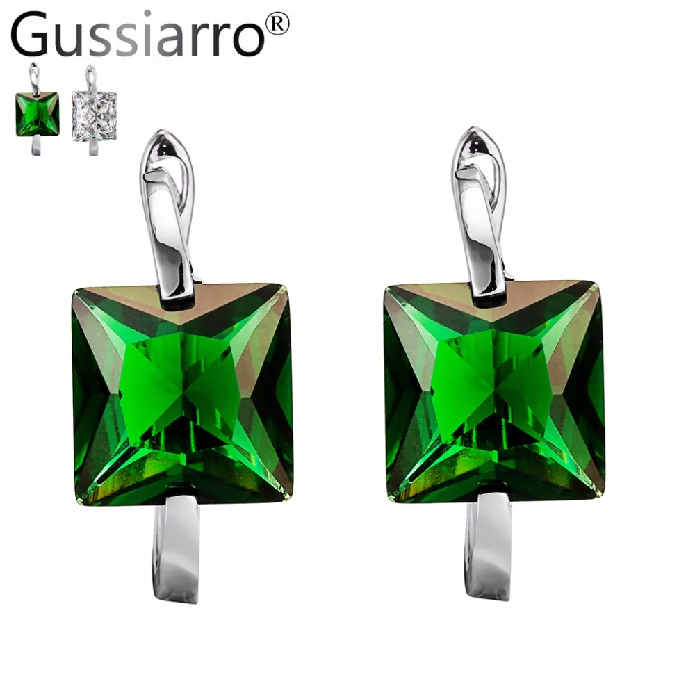 Женские Серебристые серьги-кольца Gussiarro 2 цвета с фианитом кристаллами вечерние