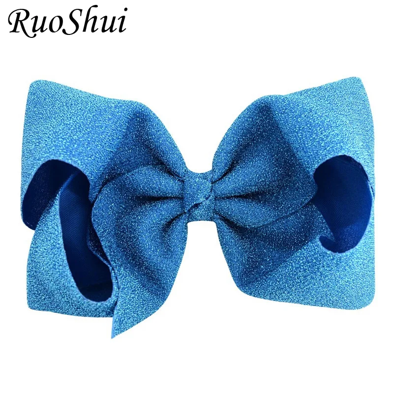 8 Inch Girls Big Bow Hair Clips Shiny Cloth Accessories Alligator Clip Boutique Kids Soild Bling Bowknot Hairpins Headwear | Детская